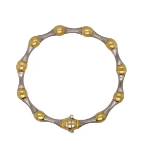 14K Two-Tone Gold 6.7 mm Ball Bead Bracelet 12.5 Gr 8 in