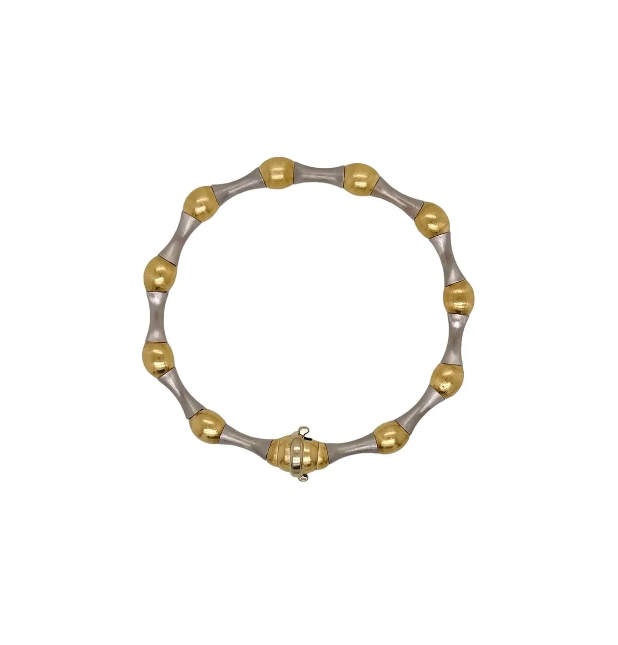 14K Two-Tone Gold 6.7 mm Ball Bead Bracelet 12.5 Gr 8 in