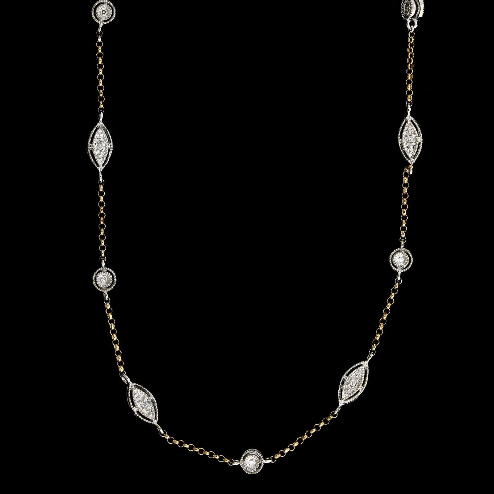 14K Two-tone Gold Estate Diamond Necklace