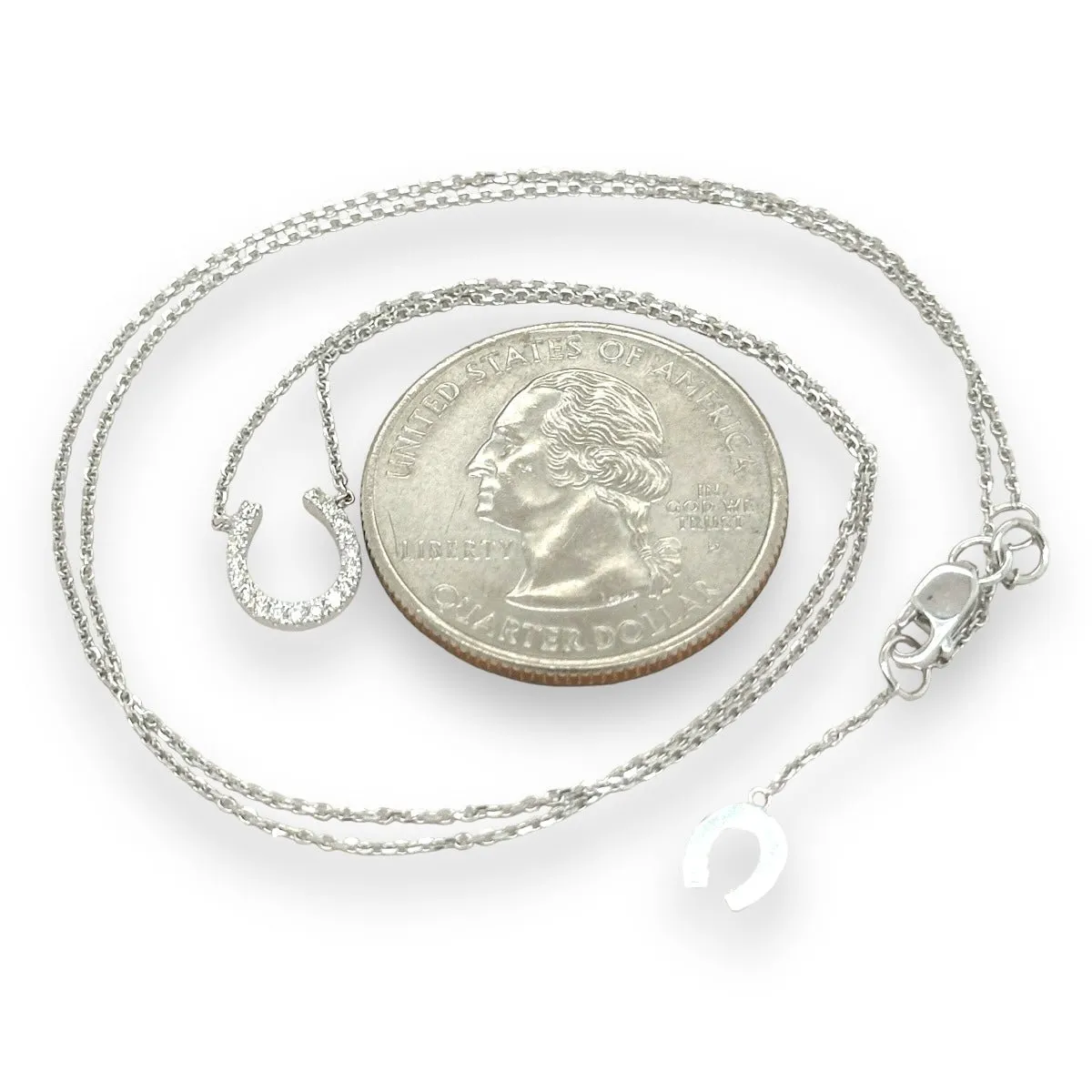 14K W Gold 0.10ct H/SI1 Diamond Horseshoe Necklace