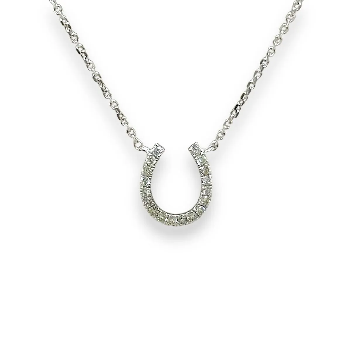14K W Gold 0.10ct H/SI1 Diamond Horseshoe Necklace