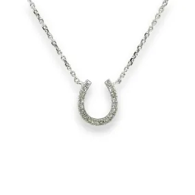 14K W Gold 0.10ct H/SI1 Diamond Horseshoe Necklace