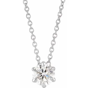 14K White 1/2 CT Lab-Grown Diamond Solitaire 16-18" Necklace