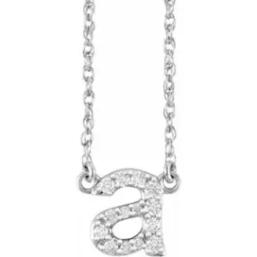 14K White Gold 1/8 CTW Natural Diamond Lowercase Initial a 16-18" Necklace