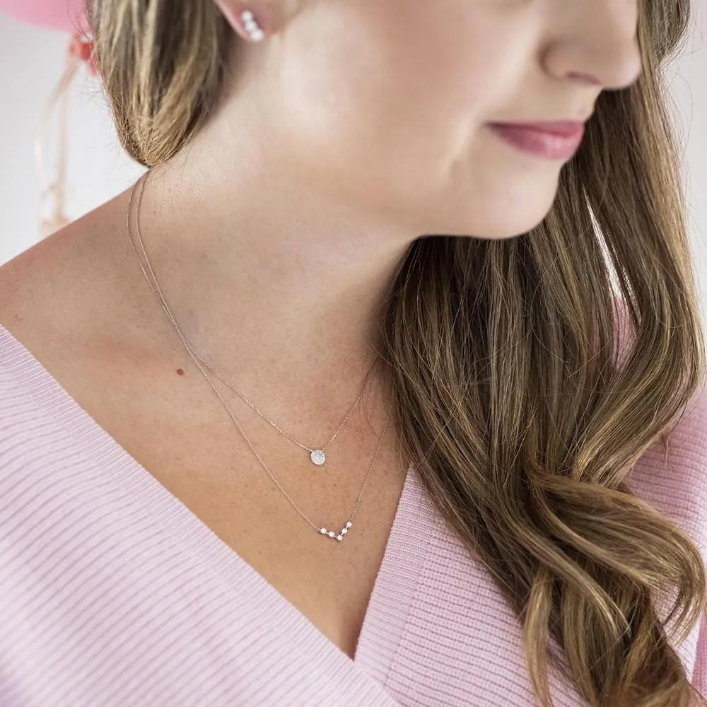 14K White Gold Ava Bea V Diamond Necklace