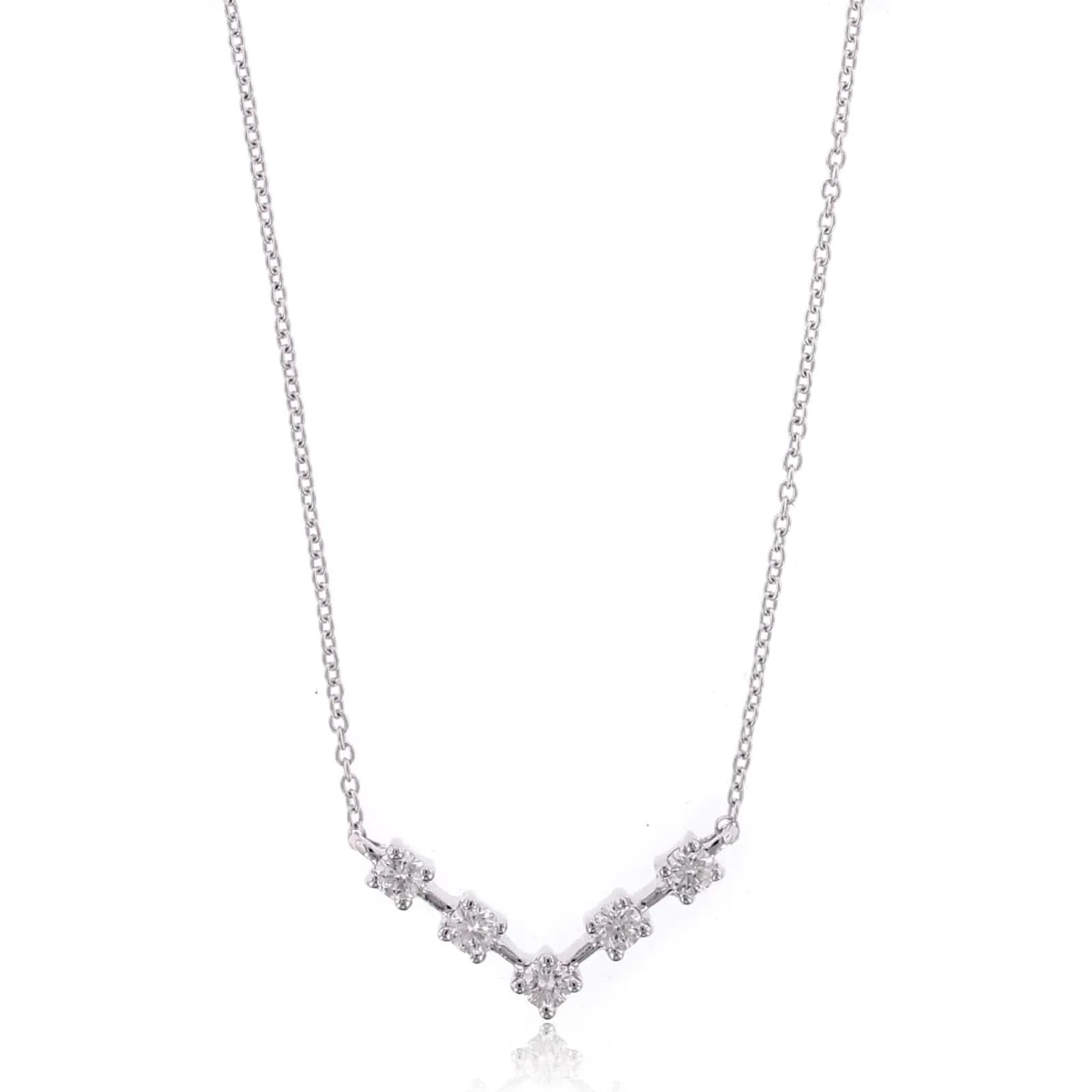 14K White Gold Ava Bea V Diamond Necklace