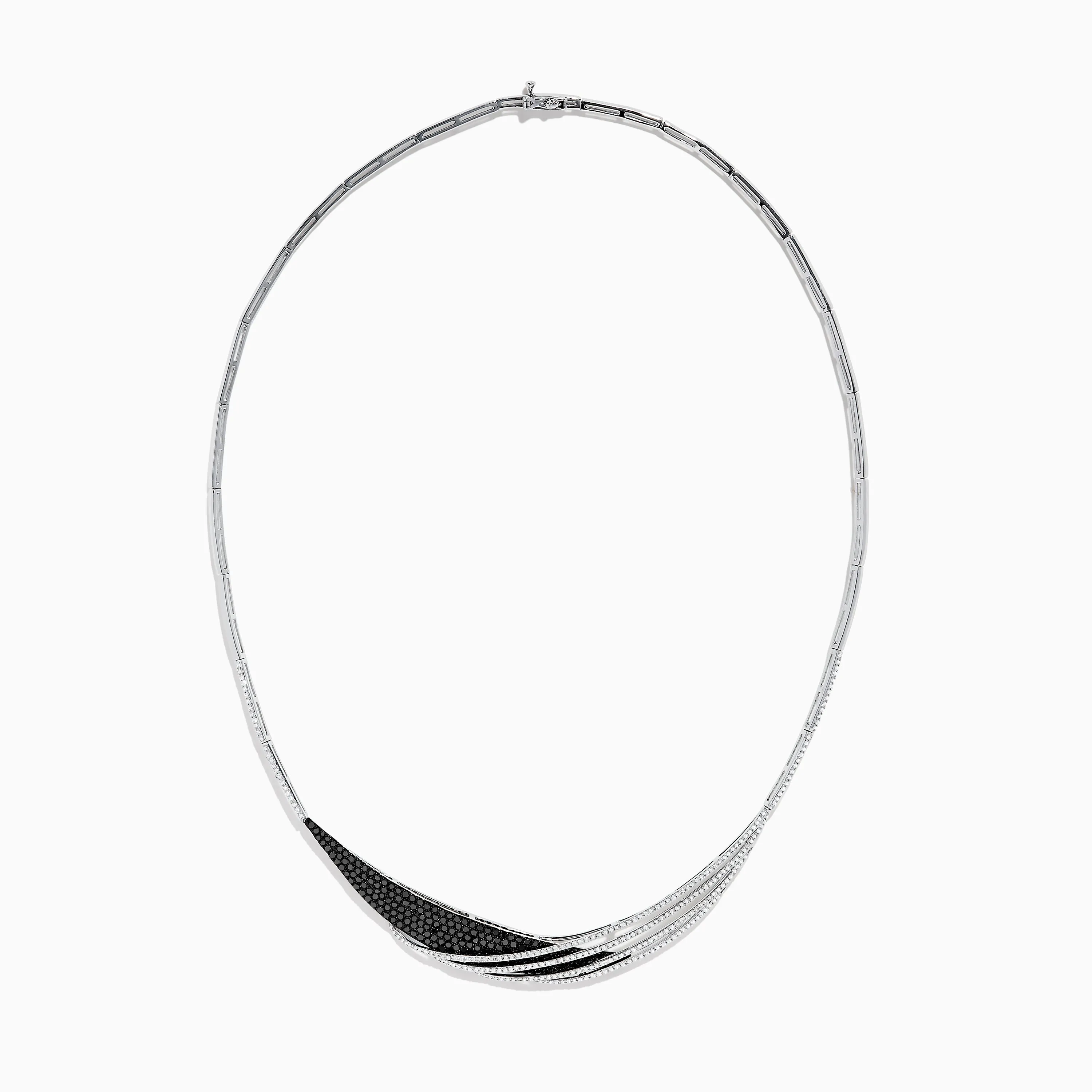 14K White Gold Black and White Diamond Necklace