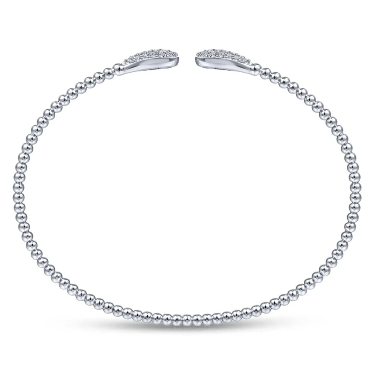 14K White Gold Bujukan Cuff Bracelet with Diamond Pavé Teardrops  - BG4230-62W45JJ