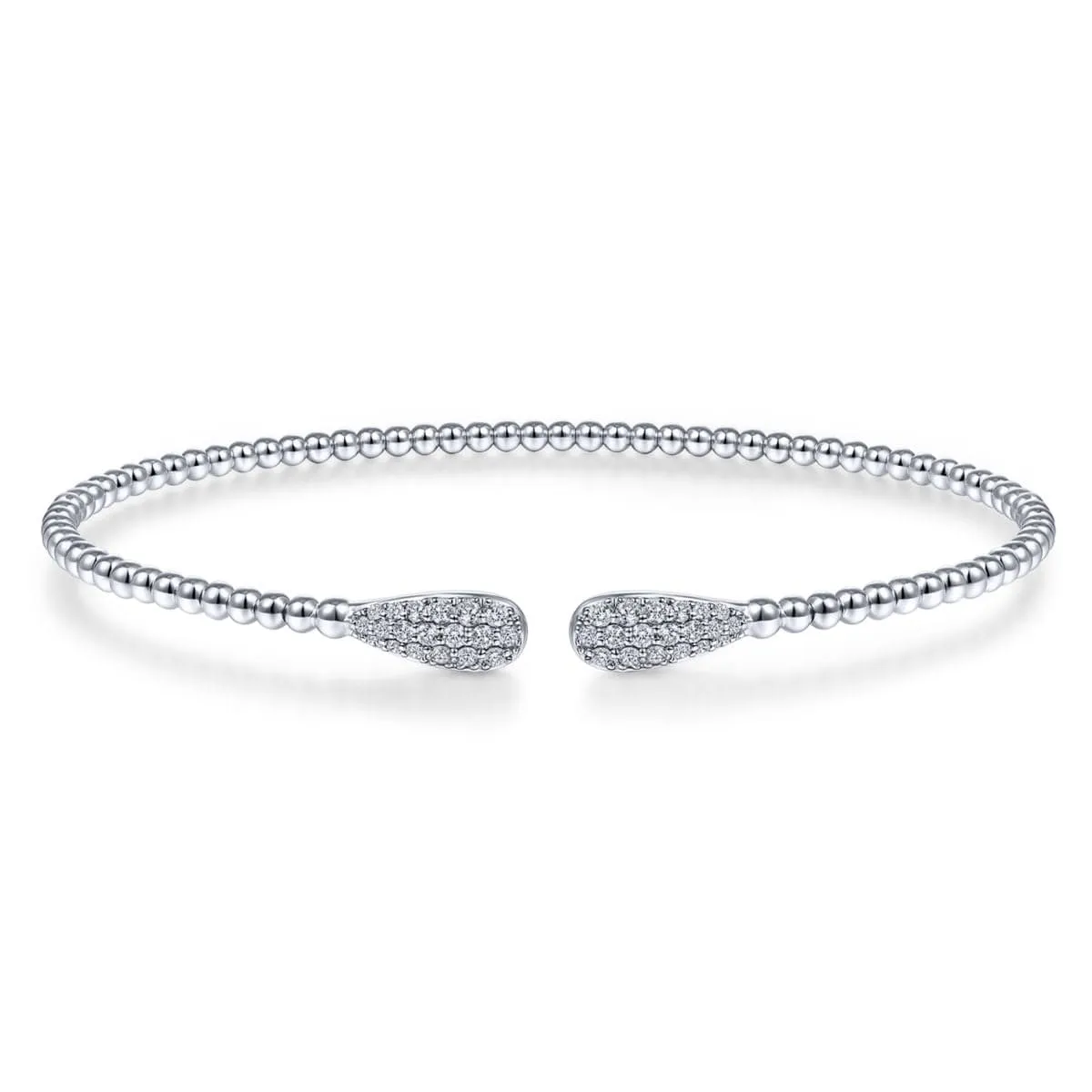 14K White Gold Bujukan Cuff Bracelet with Diamond Pavé Teardrops  - BG4230-62W45JJ