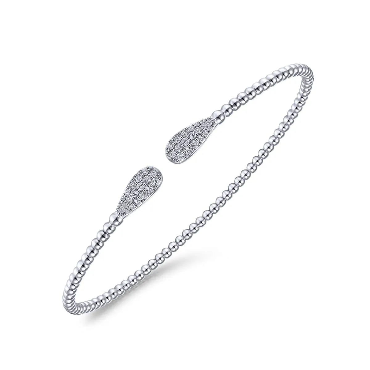 14K White Gold Bujukan Cuff Bracelet with Diamond Pavé Teardrops  - BG4230-62W45JJ