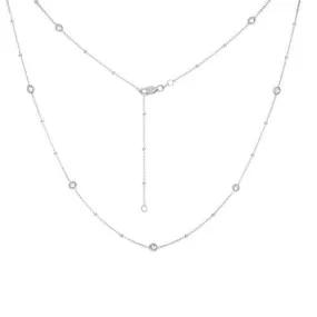 14k White Gold Diamond by the Yard Necklace- 20"