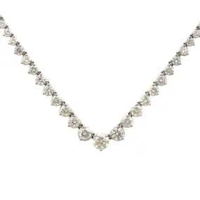 14K White Gold Diamond Graduated Line Necklace