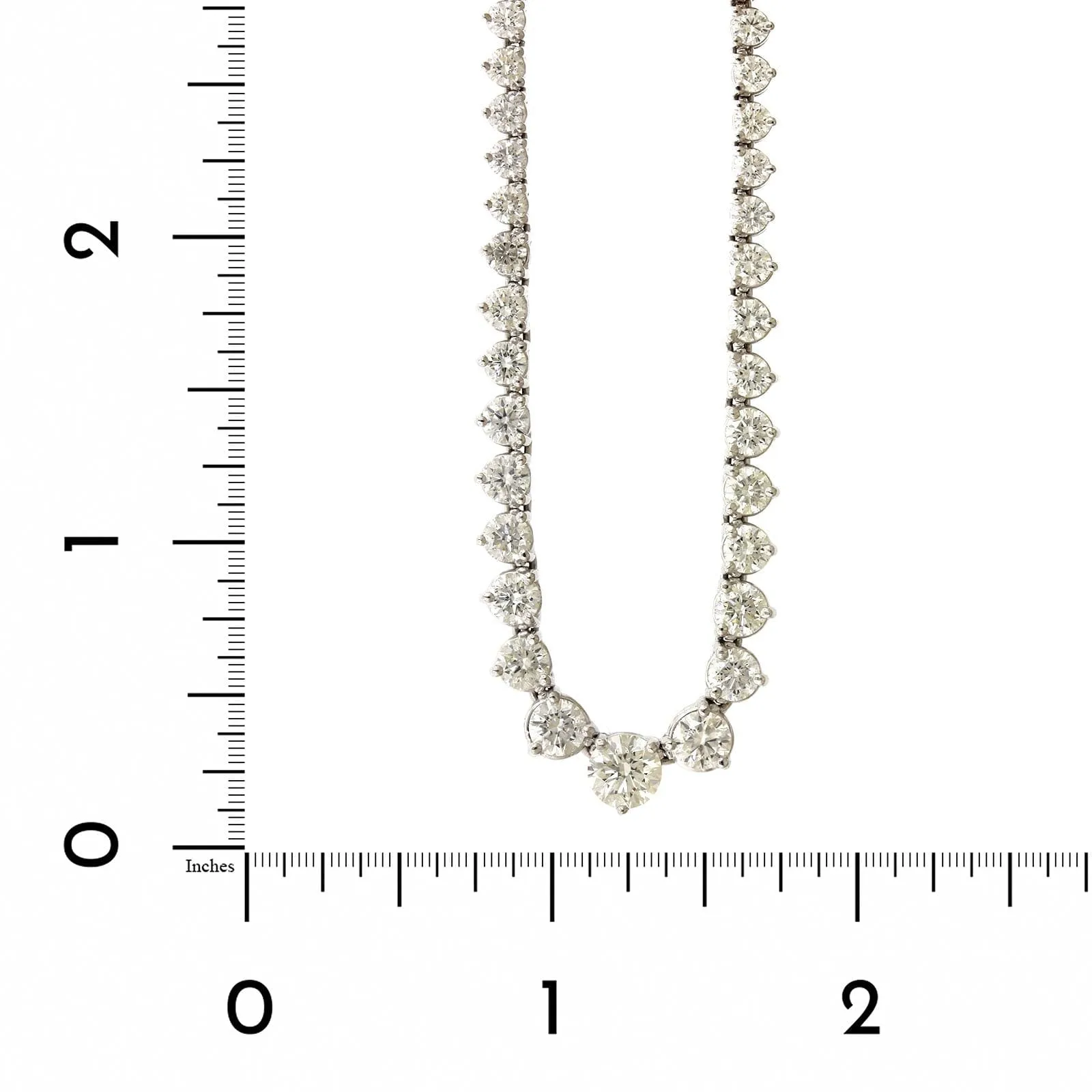 14K White Gold Diamond Graduated Line Necklace