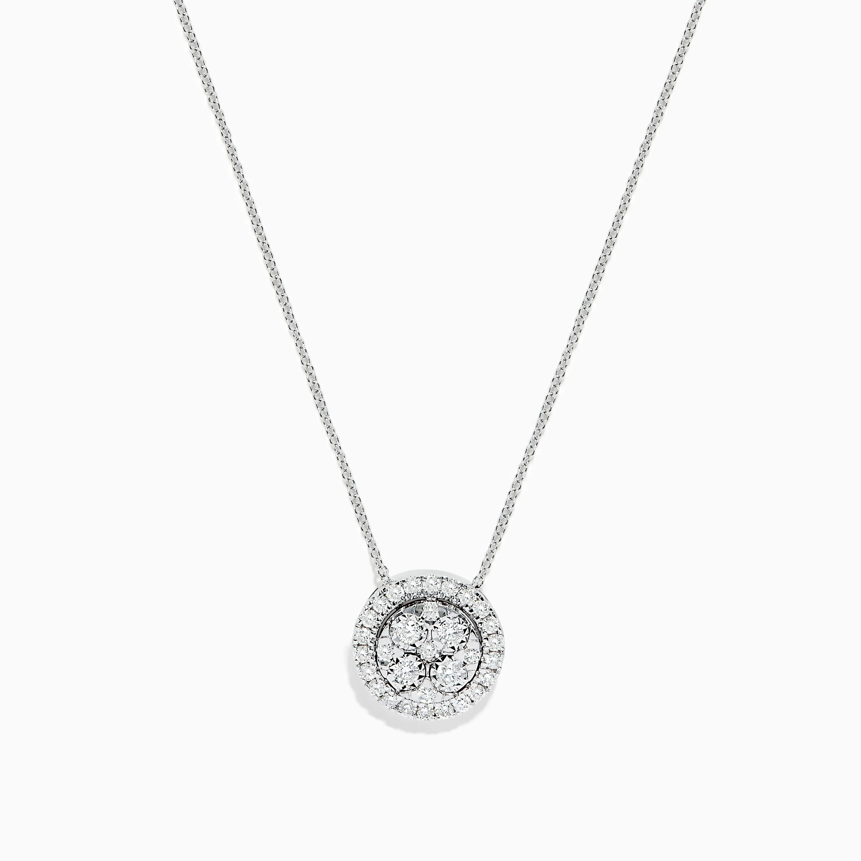 14K White Gold Diamond Necklace, 0.72 TCW
