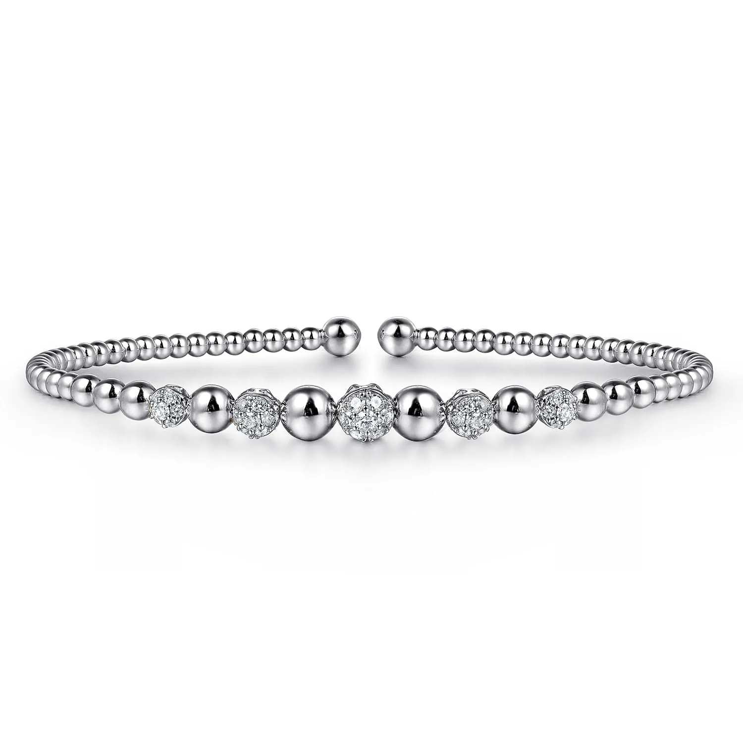 14K White Natural Diamond Cuff Bracelet