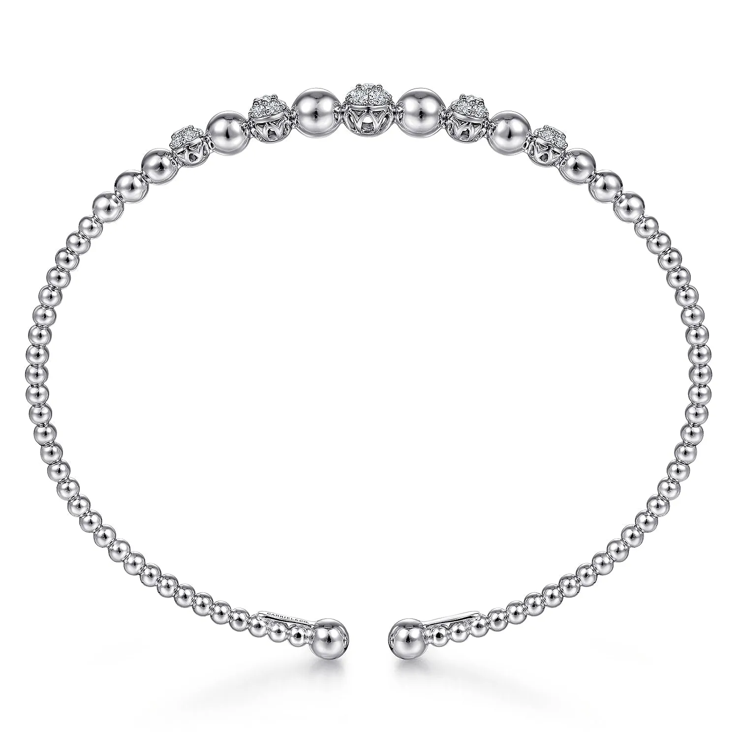 14K White Natural Diamond Cuff Bracelet