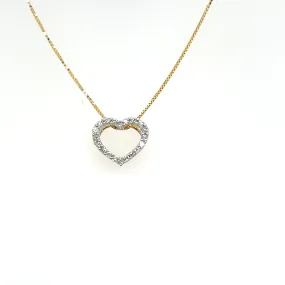 14K Yellow Gold Diamond Heart Necklace