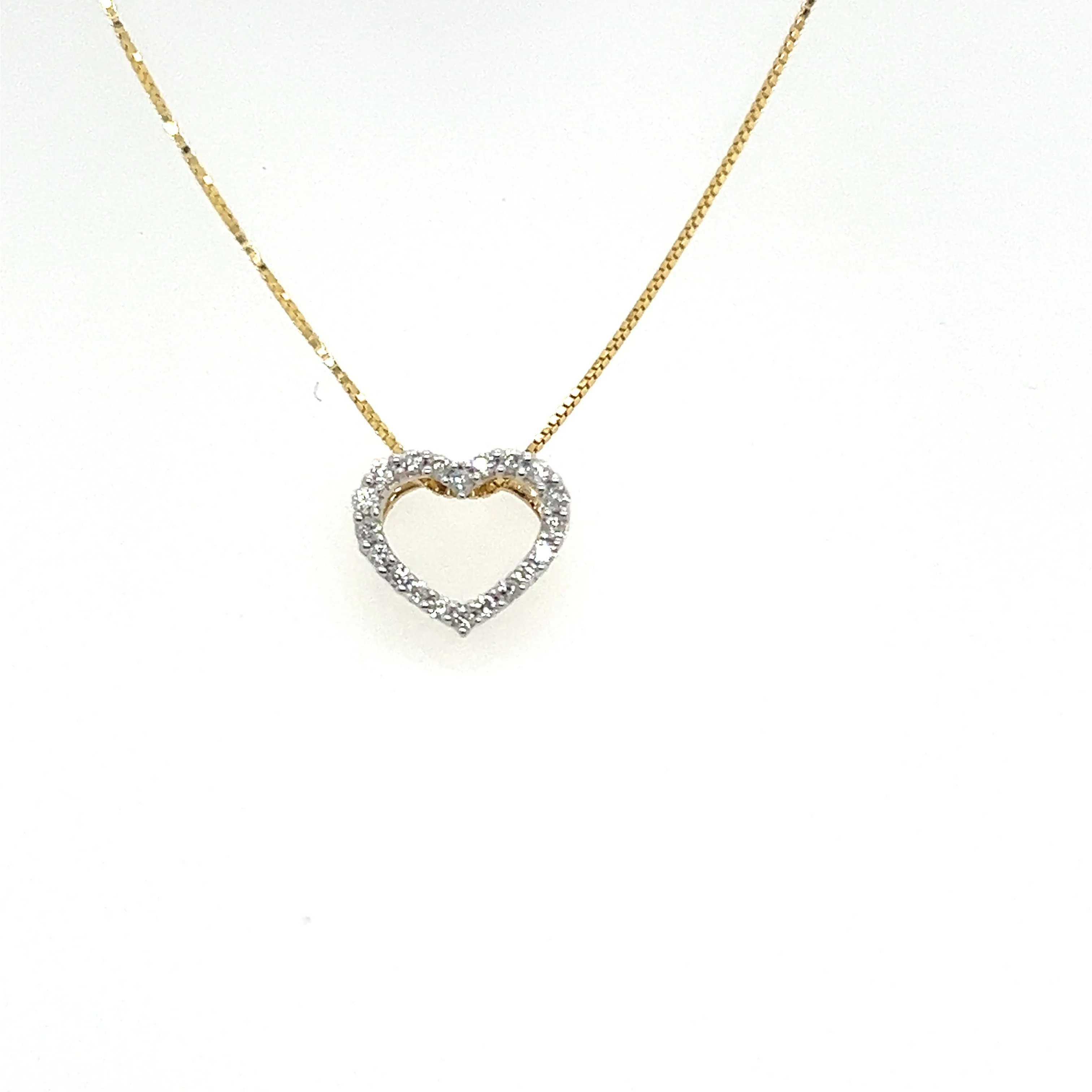 14K Yellow Gold Diamond Heart Necklace