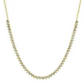 14k Yellow Gold Diamond Tennis Chain Necklace