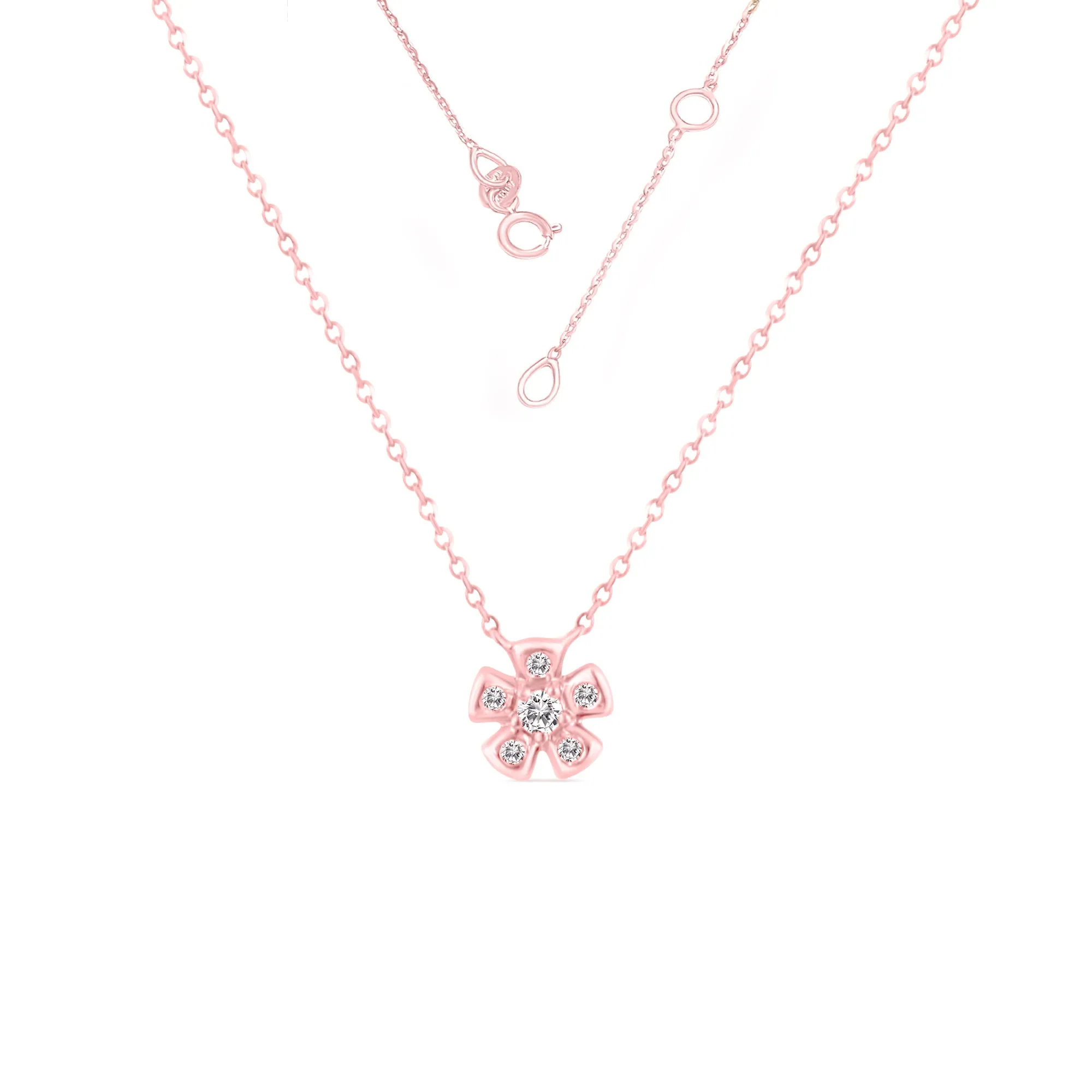 14KP FLORAL DIAMOND NECKLACE (118N401939P14DI1)