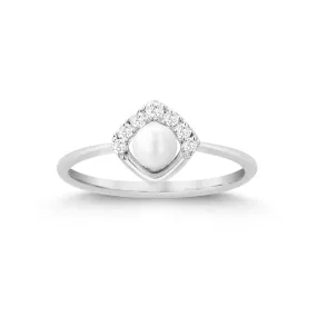 14KW 7D0.10CT,1PL0.45CT,ROMBHUS PEARL/DIAMOND RG (118R402365W14PRL1)