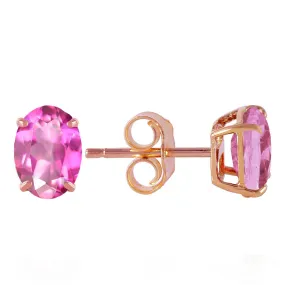 1.8 Carat 14K Solid Rose Gold Panache Pink Topaz Stud Earrings