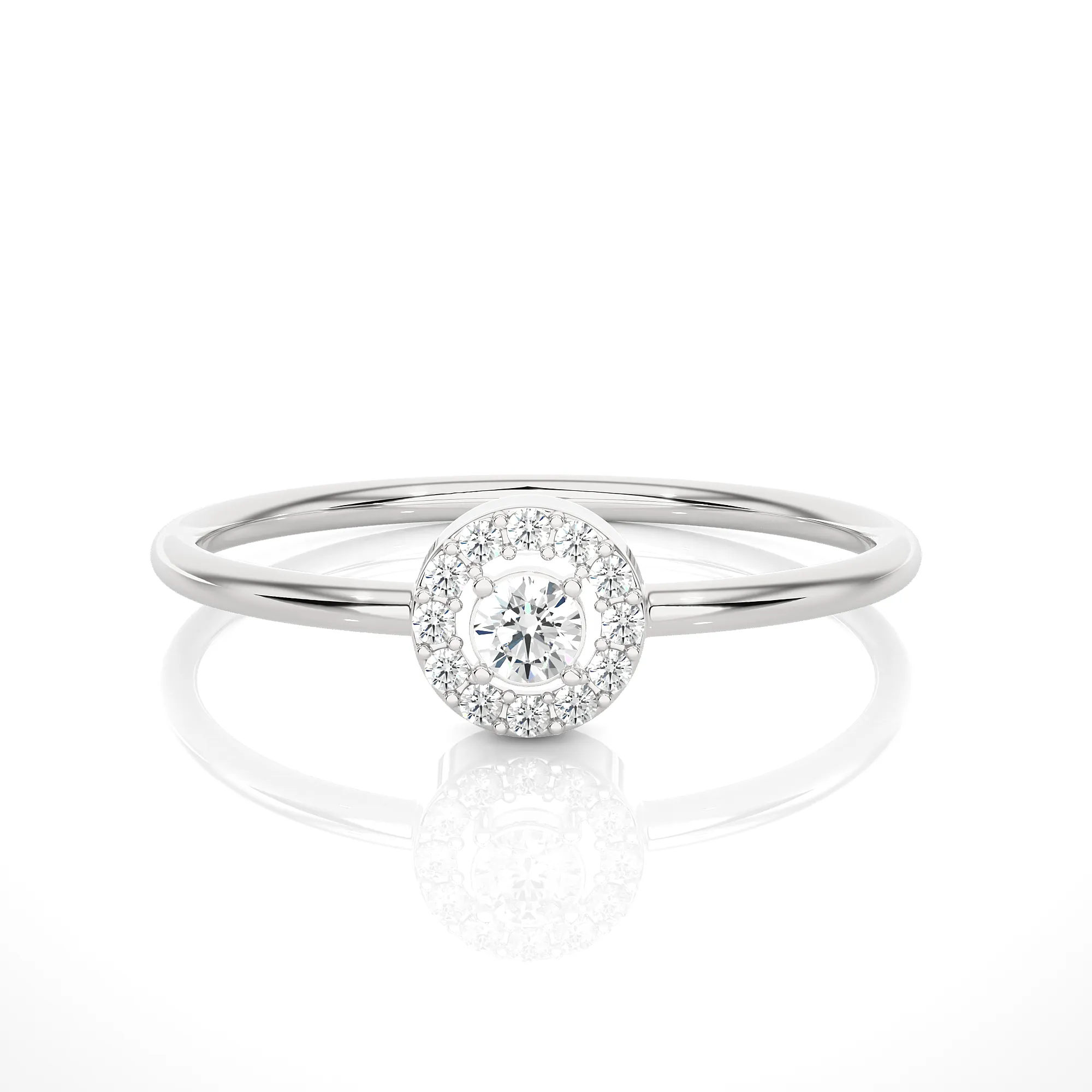 1/8 ctw Round Lab Grown Diamond Halo Engagement Ring
