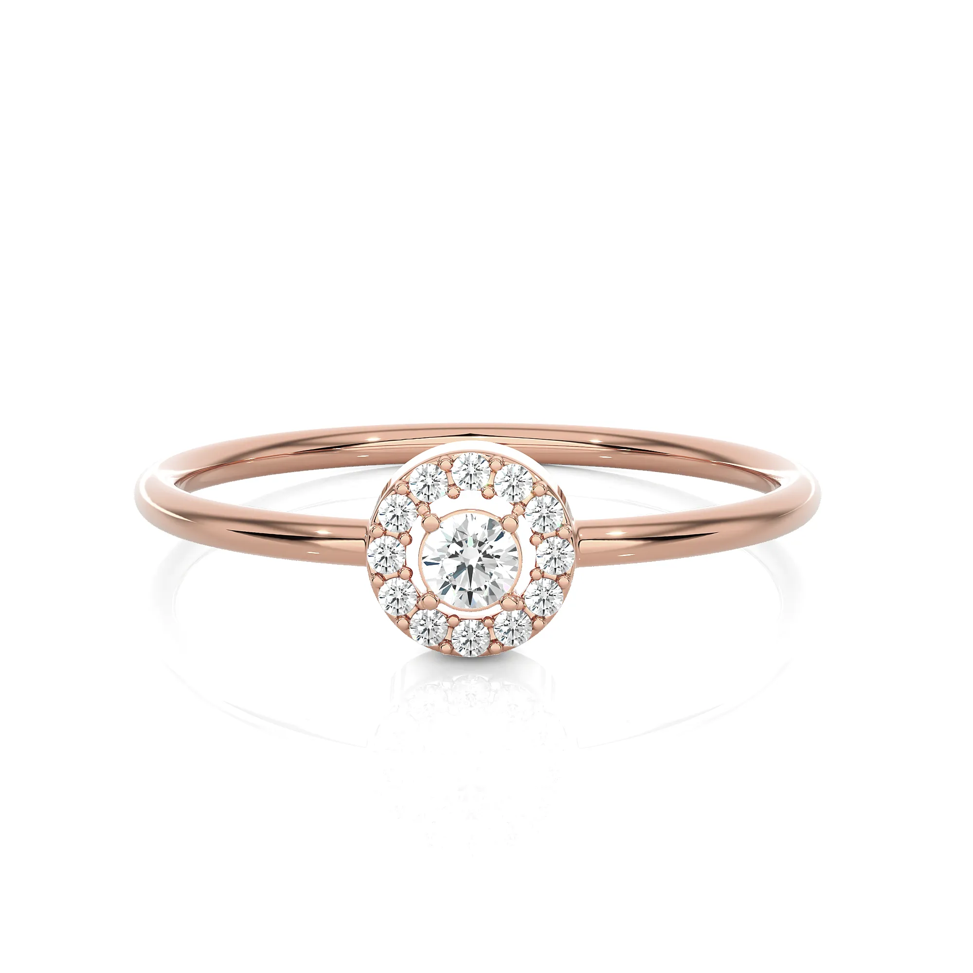 1/8 ctw Round Lab Grown Diamond Halo Engagement Ring
