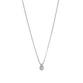 18ct White Gold 0.12ct Teardrop Halo Diamond Necklace