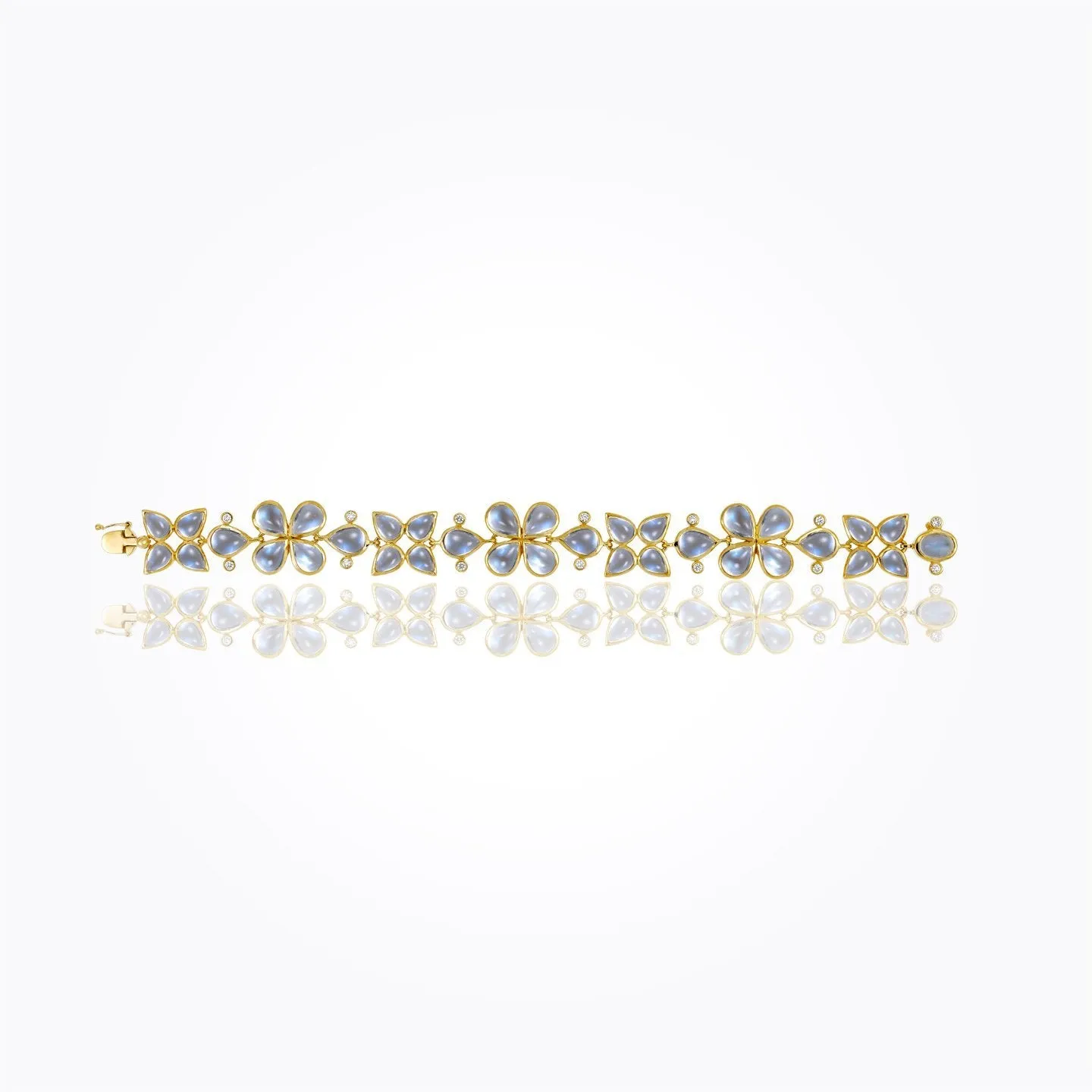 18K Flower Cluster Bracelet with royal blue moonstone and diamond
