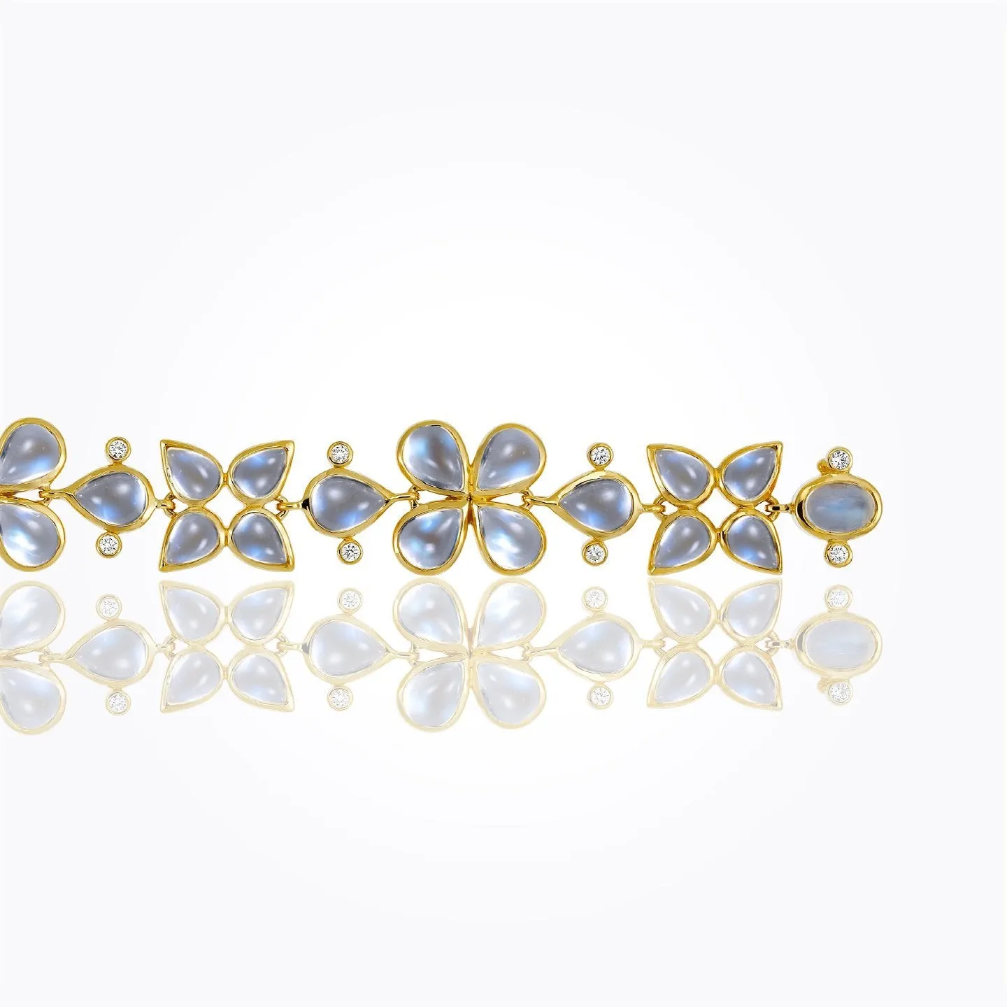 18K Flower Cluster Bracelet with royal blue moonstone and diamond