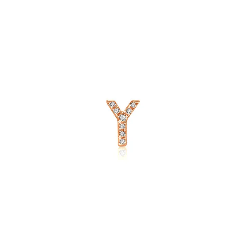 18k Gold Initial Letter "Y" Diamond Pendant