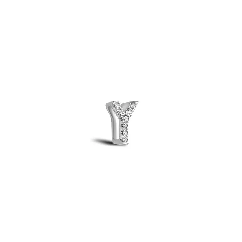 18k Gold Initial Letter "Y" Diamond Pendant