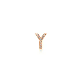 18k Gold Initial Letter "Y" Diamond Pendant