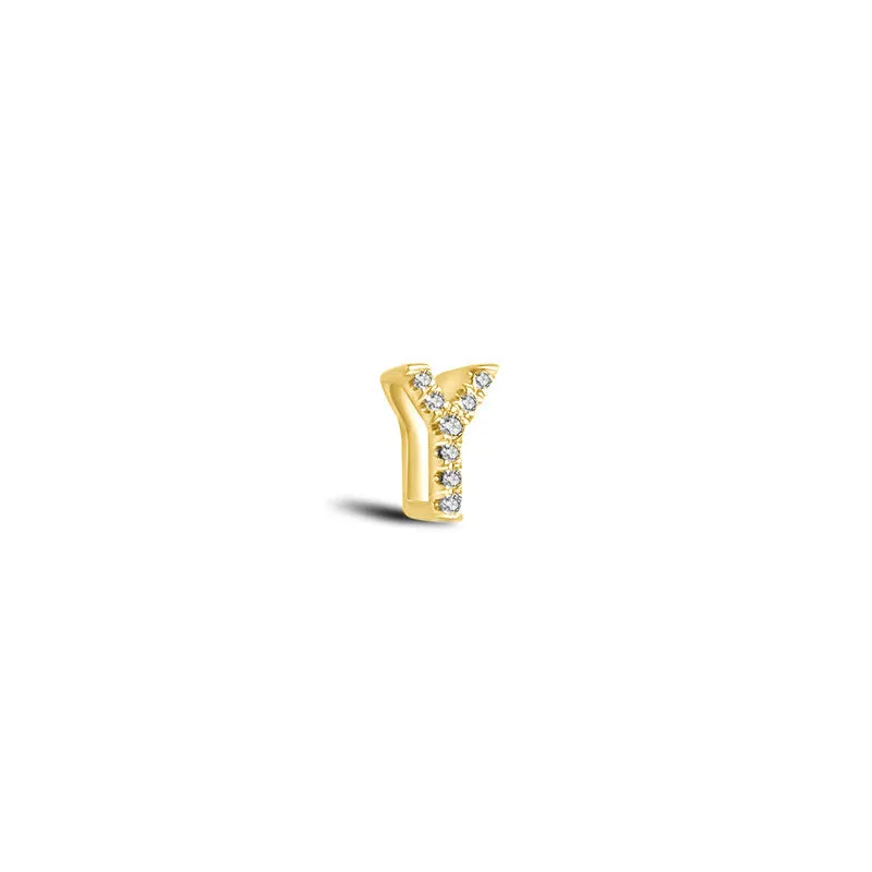 18k Gold Initial Letter "Y" Diamond Pendant