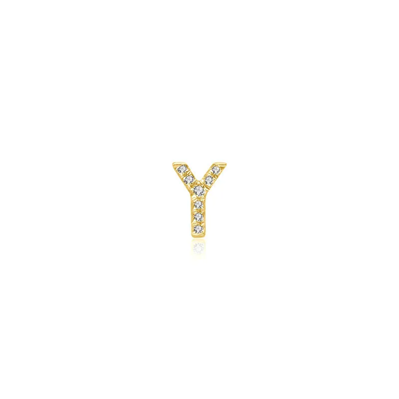 18k Gold Initial Letter "Y" Diamond Pendant
