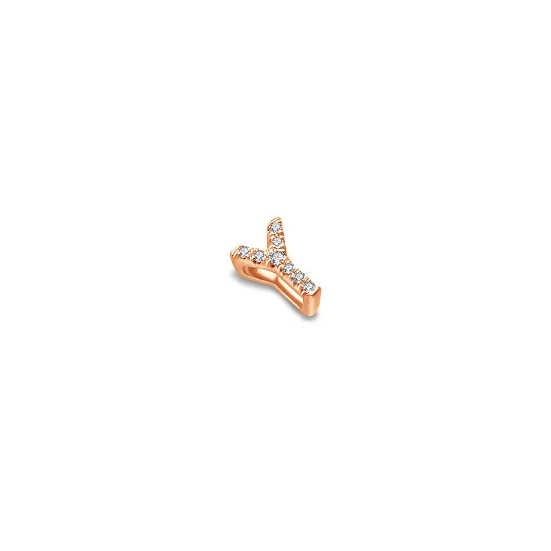 18k Gold Initial Letter "Y" Diamond Pendant