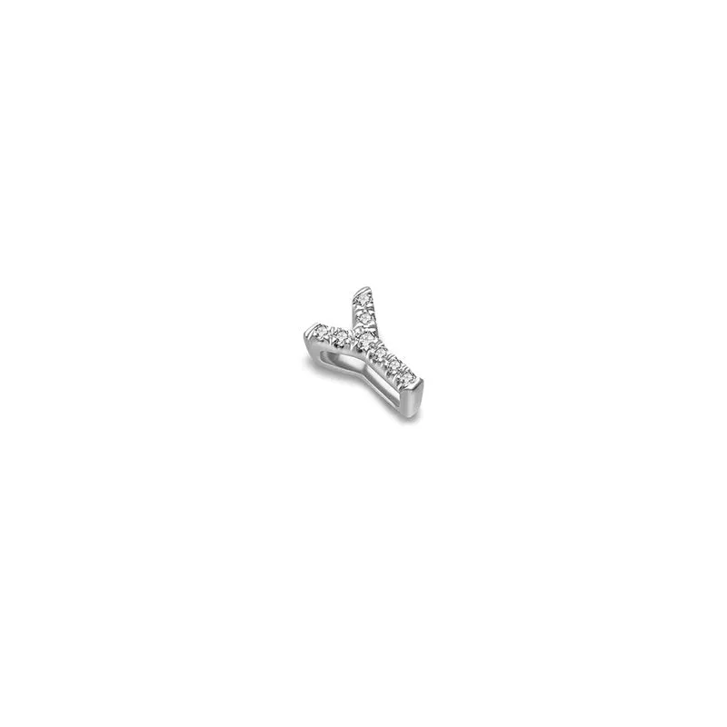 18k Gold Initial Letter "Y" Diamond Pendant