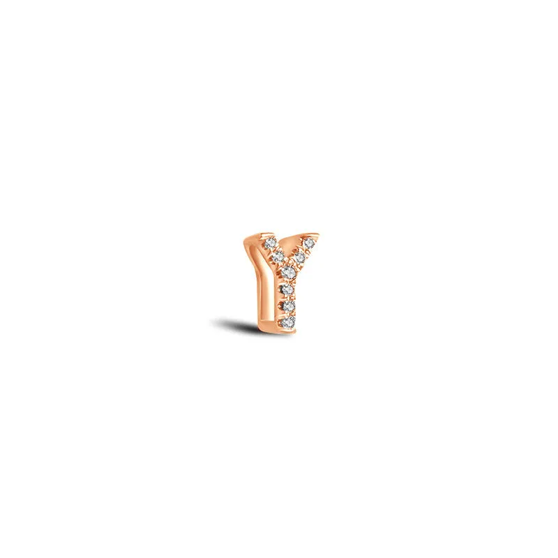 18k Gold Initial Letter "Y" Diamond Pendant