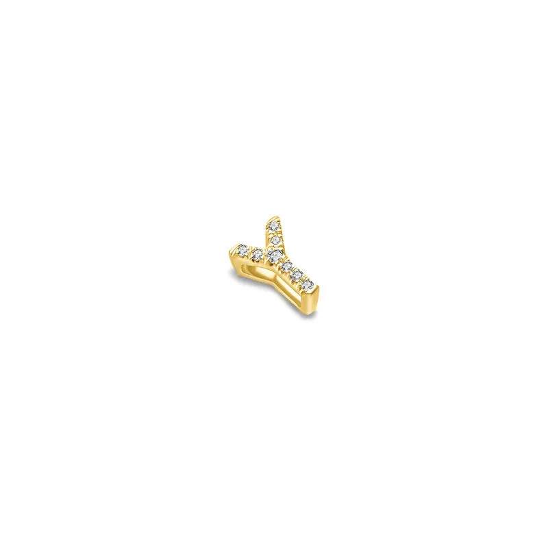 18k Gold Initial Letter "Y" Diamond Pendant