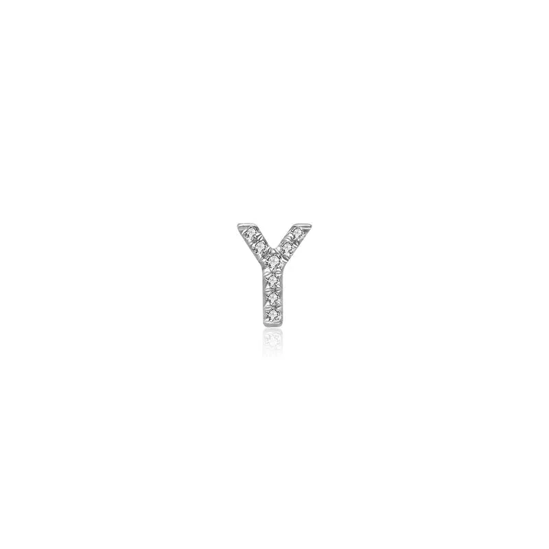 18k Gold Initial Letter "Y" Diamond Pendant
