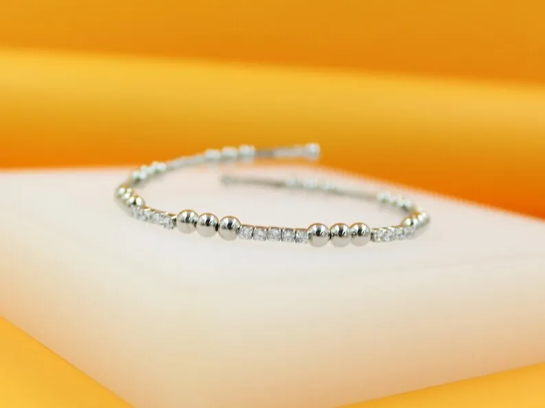 18K Rhodium Filled Triple Bead Bracelet
