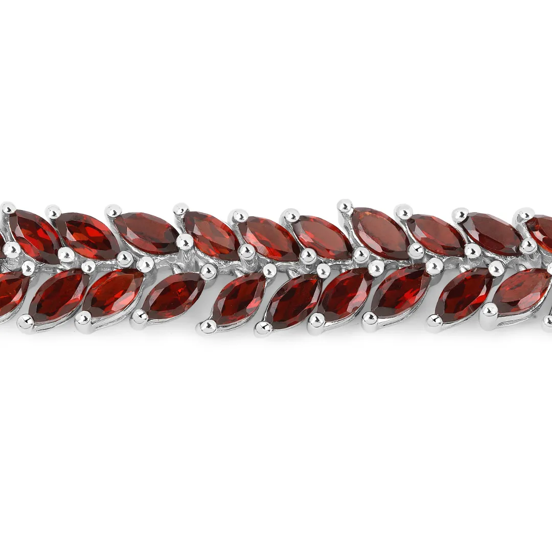 18K White Gold Over Silver Garnet Tennis Bracelet
