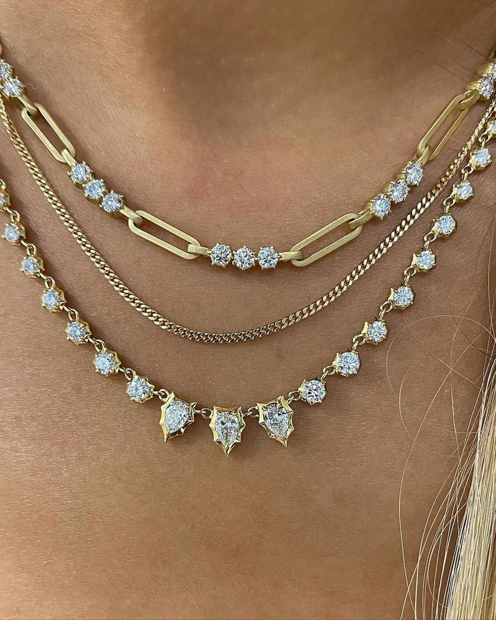 18k Yellow Gold Envoy Diamond Riviera Necklace