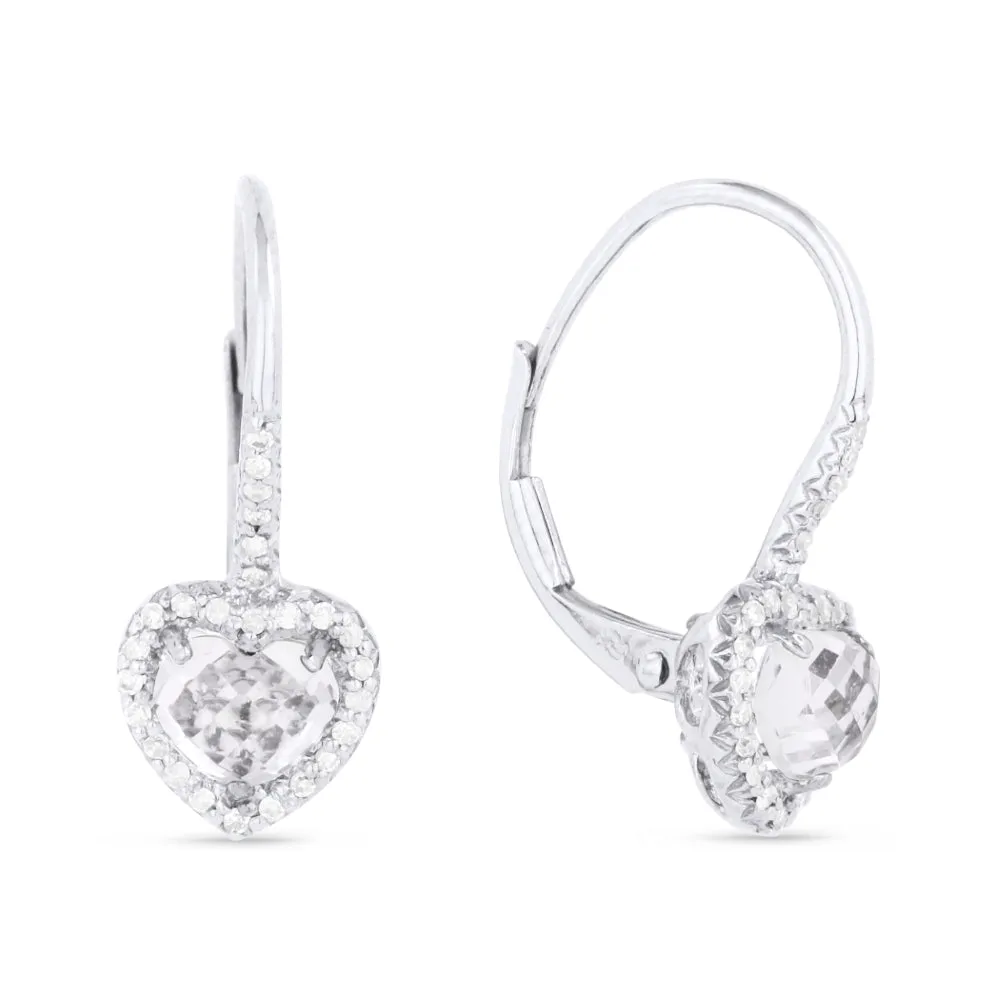 18" 1.61Ct White Topaz Drop/dangle Earrings In 14K White Gold