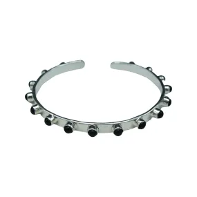 210-10-S | SEEMS ADJUSTABLE CUFF ( 4 MM BLACK ONYX ON SILVER)