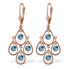2.4 Carat 14K Solid Rose Gold Aquamarine Tiered Earrings