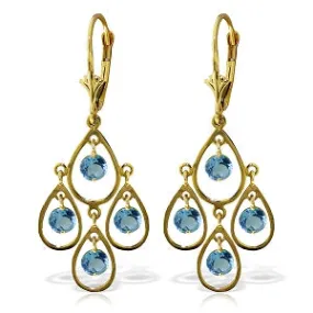 2.4 Carat 14K Solid Yellow Gold Pleasure Blue Topaz Earrings