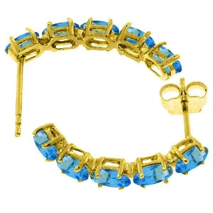 2.5 Carat 14K Solid Yellow Gold Earrings Natural Blue Topaz
