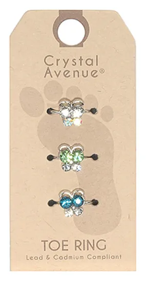 3 Piece Crystal Toe Ring Set - Butterflies